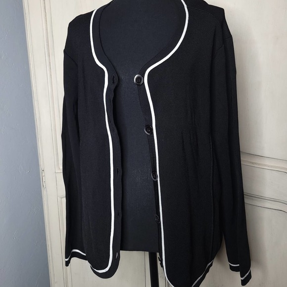 Jones New York Knit Collection Smooth Heavyweight Contrast Trim Cardigan✨️XL - Picture 5 of 12